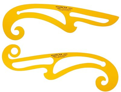 KEARING Französisches Kurvenlineal DIY Nähschneiderlineal | Transparent-orange, flexibles Plastik, 2 Größen – für Taille, Hüfte, Armlöcher, Brust & unregelmäßige Kurven