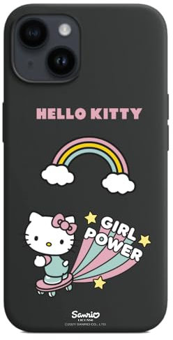 Personalaizer Flexible Black Case Compatible for iPhone 15 with Hello Kitty Girl Power