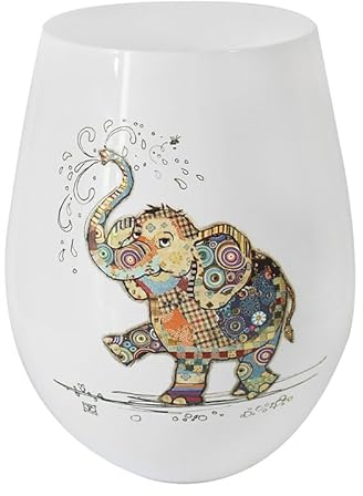 Lesser & Pavey Ceramic Stemless Cup Tumbler | Lovely Wine Tumbler Gifts for Women & Men | Eddie Elephant Drawing Drinkware Microwaveable Mug - Bug Art