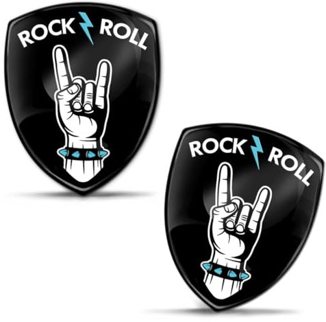 Biomar Labs® 2 x Aufkleber 3D Gel Silikon Stickers Autoaufkleber Auto Motorrad Fahrra Laptop PC Tablet Rock and Roll Das Heavy Metal Zeichen KS 18