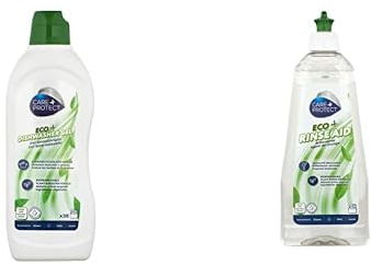 CARE + PROTECT ECO+ Pacchetto detergente ecologico per lavastoviglie: gel sgrassante e risciacquo detergente per lavastoviglie ipoallergenico, 650 ml, brillantante Extra Shine No Halo, 500ml