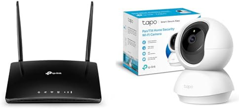 TP-Link TL-MR6400 - Router 4G LTE WiFi (Cat 4), Velocidad hasta 300 Mpbs, MicroSim & Tapo C210 - Cámara IP WiFi 360° Cámara de Vigilancia 2K (3MP)