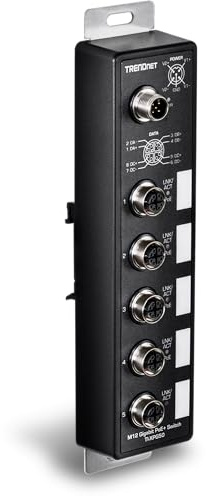 TRENDnet 5-Port Industrial EN50155 M12 Gigabit PoE+ Railway Switch, TI-XPG50
