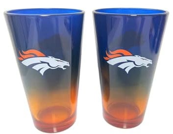 Great Branding Denver Broncos NFL Pint Gläser Glas Set 2er-Set 475 ml