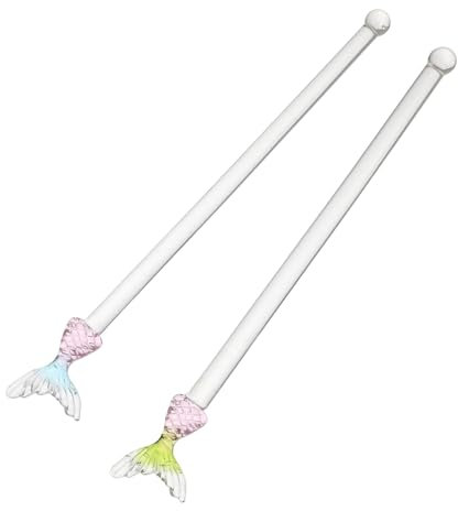 MAGICLULU Kreative Glas Rührstäbchen Satz Cocktail Mixer Sticks Mit Langem Stiel Wiederverwendbar Und Sauber Fruchtsaft Und Getränkemixer Für Bar Café Und Haushalt