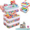 Aolawco Aufbewahrungsboxen für Lego Duplo Bausteine, 3 Etagen Transparente Spielzeugkiste Aufbewahrung mit Bauplatte für Lego, Verstellbaren Fächer Organizer Box Sortiersystem