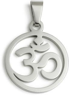 Felicidade Pendentif ÔM en Acier Inoxydable - Symbole de Paix et de Spiritualité - Disponible en Argent et en Or - Idéal pour Tous - Bijou Élégant et Plein de Sens (Argenté)