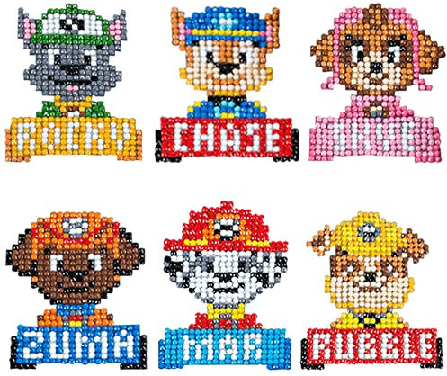 6 Stück Paaw Paatrol Diamond Painting Set für Kinder, Cartoon Theme Diamond Painting Sticker, 5D DIY Diamant Malerei, Aufkleber Kit Diamant Malerei Kits für Aufkleber Kinder Geburtstagsgeschenk