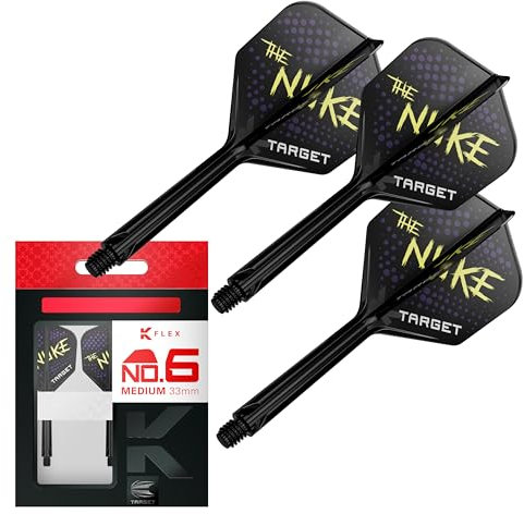 Target Darts Luke Littler K Flex Flights and Shaft System, Nr. 6 (Medium, 33 mm) | 3er-Pack Kflex All In One Flights, The Nuke Player Edition Darts Accessories | K-Flex Dart Stem