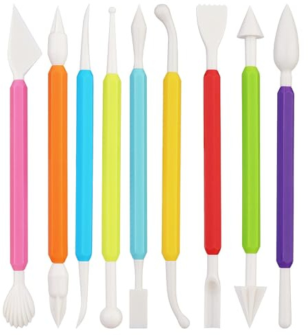 9pcs Plastic Fondant Sculpture Pen Tools, Cake Decorating Hand Tools, Pottery Sculpting Modeling Tools for Cake Flower Sculpture