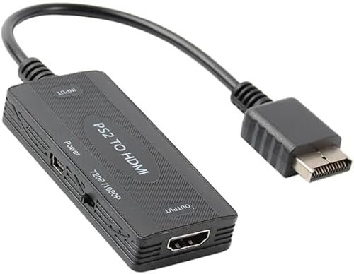PS2 zu HDMI Konverter Adapter, PS2 HDTV HDMI Adapter Unterstützung 16:9 Bildschirmverhältnis, für HDTV HDMI Monitor, PS2/Slim PS2 Game Consoles/HDTV/Monitor/Projector
