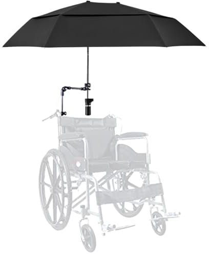 Silla paraguas con abrazadera ajustable, UV 50+ UV Protection Beach Silla paraguas, 40.9 paraguas de silla de playa extendida con abrazadera, paraguas de silla de ruedas impermeable para cochecito, c