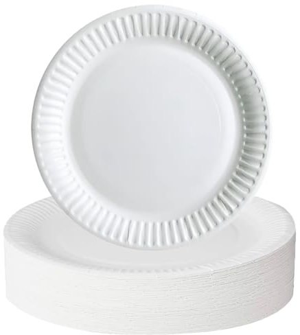 iPEAK Paper Plates Disposable Party Dishes 7inch - 18cm Natural and Recyclable Ideal for Birthday, Anniversary, BBQs, Picnics, Parties Suitable for Hot & Cold Food (Pack of 35)
