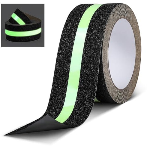 AiQInu Fluoreszierendes Klebeband, 5m x 5cm Anti-Rutsch-Leuchtband, Markierungsband, Leuchtendes Leuchtband, Glow in the Dark, für Treppen, Leitern und Rutschige Böden Innen und Außen