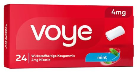 Voye Mint 4mg | Nikotinkaugummi | Nicotin | Unterstützt die Raucherentwöhnung | Rauchen aufhören | Kaugummis mit frischem Mintgeschmack (24 Stück)