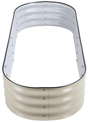 Letto da Giardino Rialzato, Bordo per Fioriera da Esterno a Forma Fai-da-te, Fondo Aperto Avvolto per Fiori (Bianco avorio)