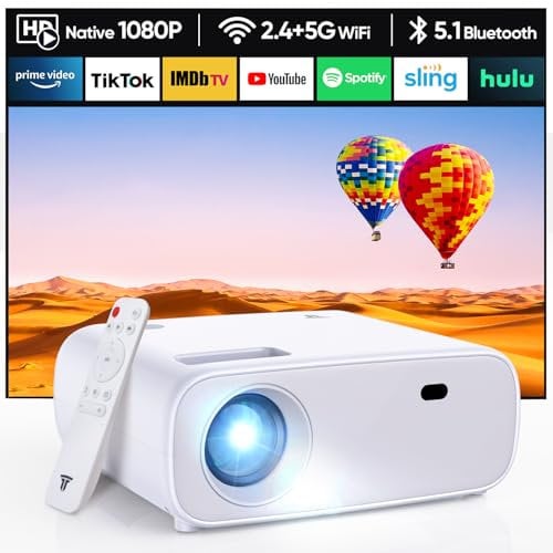 2024 High Performance Projector, Supports Switch and PS5 without Delay, Projector with WiFi and Bluetooth, 20000 Lumens 4K Support, Full HD 1080P Resolution, (High Brightness Version)