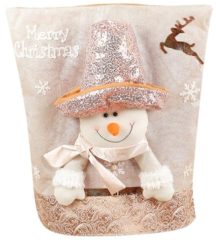 SANRLO Stuhlhussen mit Schneemann-Rentier-Weihnachtsmannmütze, weicher Flanell, Stuhlhussen für Weihnachten, Esszimmer, Verzierung