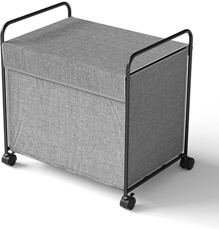 Breeshy Wäschekorb mit Rollen Rollbarer Wäschekorb Stahlrahmen mit Haushaltssortierbox