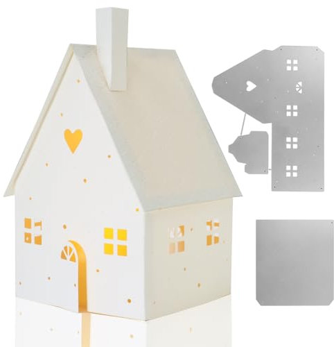 Fustella Natale Lanterna Casa Fustelle Casetta 3D Presepe Fustella Grande Stencil Crafting Dies Fai da Te Addobbi Decorazione Natalizia Casa Tavolo Albero di Natale Regalo