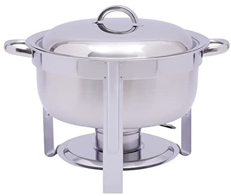 Alnemy Chafing Dish Rund Edelstahl 5L Warmhaltebehälter Speisenwärmer Wärmebehälter Buffetwärmer Speisen Catering Buffetwärmer für Buffet Catering Gastro (Silber)