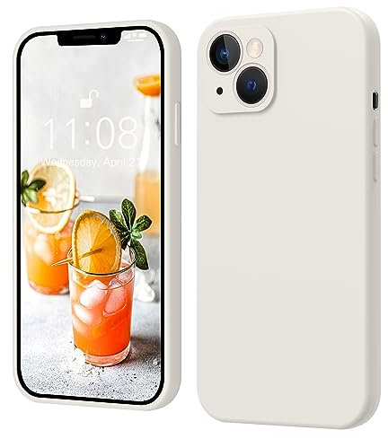 iPhone 13 Hülle Silikon, ElestBela Hanyhülle iPhone 13 Ultra Dünn Slim mit Microfiber, Kratzfeste Rundumschutz Case Schutzhülle Hülle für iPhone 13 6.1'' Retro Weiß