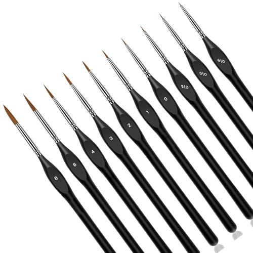 Art Paint Brush Set, Different Sizes for Artists, Adults & Kids, Detail Brushes with Triangular Handles,10 Miniature Brush for Fine Detailing & Art Painting,Acrylic&Nail, Watercolour, 10 Count Fine