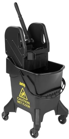 Jantex Tall Mop Bucket and Down-Press Wringer 21L 930mm Handle, 21 L | Color-coded yellow to prevent cross-contamination; heavy-duty design assists professional catering and janitorial tasks.