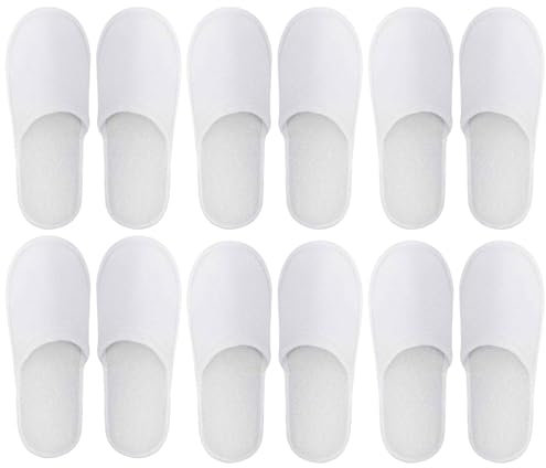 Pantofole Usa e Getta Antiscivolo, Pantofole Chiuse, In Spugna Premium, Ciabatte Monouso per Hotel, Spa, Casa, Viaggi, Unisex, Lavabili, Misura Universale, 6 paia