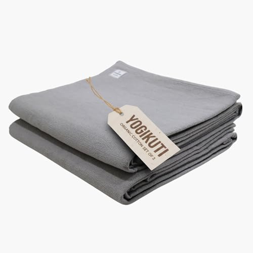 Yogikuti Iyengar – Lot de 2 couvertures de yoga en coton épaisses tissées à la main pour yoga réparateur, méditation et pranayama – Couverture de yoga en coton de qualité supérieure pour soutien et