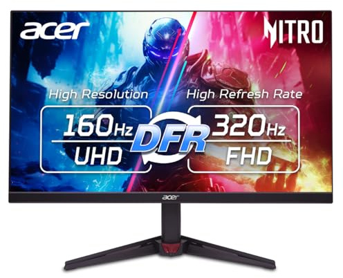 acer Nitro 27” 4K UHD 3840 x 2160 Gaming IPS Monitor | AMD FreeSync Premium | Up to 160Hz Refresh Rate with DFR to FHD 320Hz| Up to 0.5ms | 1 x Display Port 1.4 & 2 x HDMI 2.1 Ports | VG270K V4bmiipx