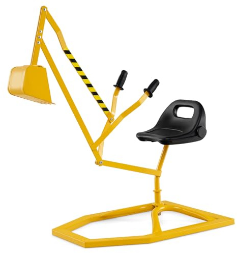 COSTWAY Pelleteuse Enfant avec Siège Pivotant à 360°& Pelle, Tractopelle pour Bac à Sable avec Cadre Métal & Base Hexagonale, Jouet Pelleteuse Excavatrice Manuelle pour Sable Terre Neige, 3 Ans+