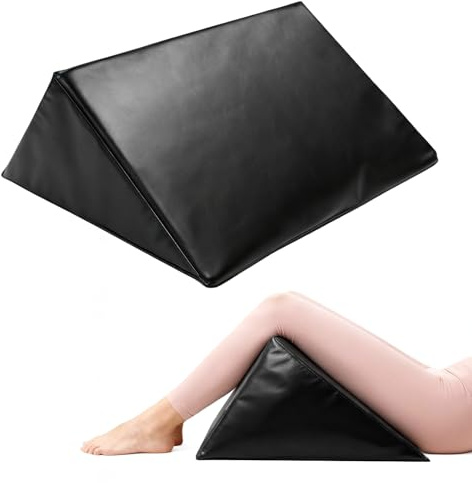 JZHLLA Massage Table Bolster Pillow for Leg Support, Durable 30D Foam with Easy-Clean PU Cover, Elevating Leg Wedge for Physical Therapy 20x18.5x15.3x11.4 Inch(Black)