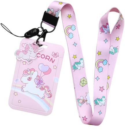 YUPZAR Einhorn Schlüsselband mit Ausweishüllen,Einhorn Ausweishülle mit Band,Lanyard mit ID Kartenhalter und Schlüsselring,Ausziehbar Ausweisjojo für Mobile Handys,Schlüssel,Büro ID Karte