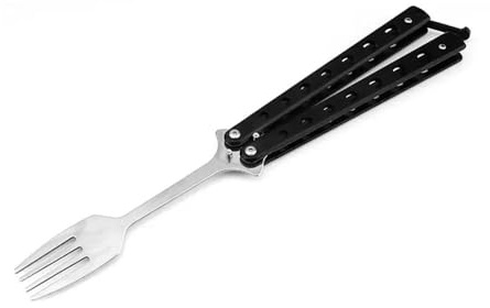 Butterfly Knife Trainer with Folding Spoon and Fork Outdoor Camping Tableware Multi-Functional Kitchen Tool for Training(A)