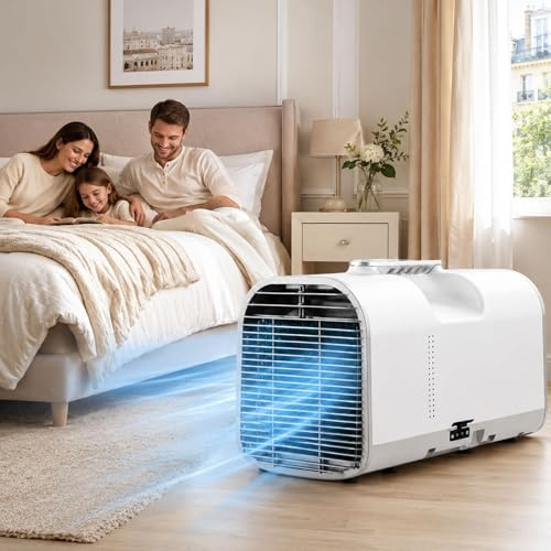 smafoseedding 4-In-1 Camping-Klimagerät, Tragbare Klimaanlage, Mobiler Klimagerät, Professioneller Luftkühler Für Hütte Und Büro, 4 Modi: Kühlen/Ventilieren/Entfeuchten/Schlafen, Für Reisen 1500W