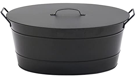 Minuteman International Schwarze ovale Wanne mit Deckel.