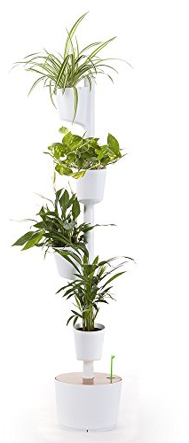 CitySens - Macetero Vertical con Autorriego, Blanco, 4 Macetas