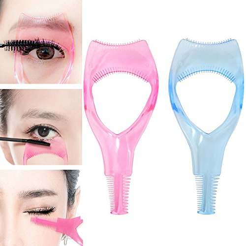Demarkt Wimpern Schablone 3 In 1 Mascara Applikator Make Up Wimpern Werkzeug Leitfaden Werkzeug Applikator Guide mit Wimper Kamm für Frauen Rosa