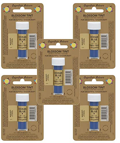 5 x Sugarflair Ocean Blue Edible Blossom Tints Food Colour Colouring Dust Powder