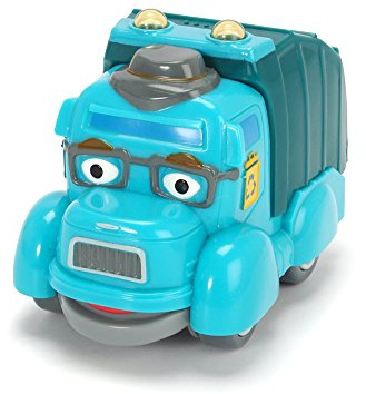 Dickie Toys - Helden der Stadt, Manni Müll, das Müllauto mit Licht, originalen Liedern, Sounds und Freilauffunktion, inkl. Sammelkarte mit Geheimcode
