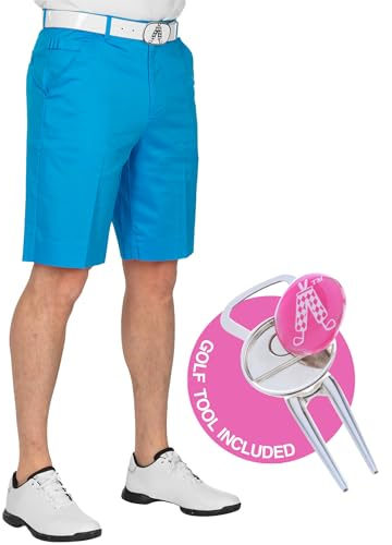 Royal & Awesome Men's Blue Golf Shorts, Tailored Chino Golf Shorts, Smart Men's Shorts, Funny Bright Blue Design, 38 Waist