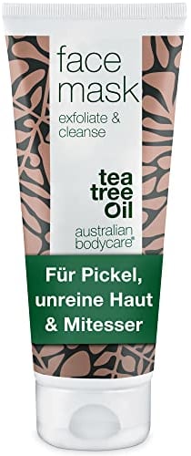 Australian Bodycare Face Mask 100ml - Tea Tree Face Mask | Deep Pore Cleanser | Detox Clay Mask for Women & Mens Skincare | Blackhead & Pores Exfoliating & Antibacterial | Acne Friendly | Vegan