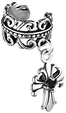 beyoutifulthings Ohr-klemme KELTISCHES HERZ FLEUR DE LIS Kreuz Anhänger Ohringe Ohr-ringe Ohr-clip Fake-Piercing Messing Silber