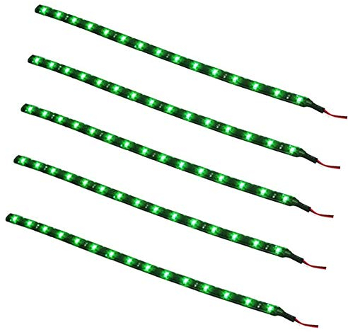 Qiorange 5x 30cm 15 SMD Grün LED Strip Leiste Lichterkette Streifen 12V Wasserdicht (Grün 5PCS)