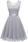 Berylove Damen Spitzenkleid Brautjungfer Elegant Party Knielang Cocktailkleid Chiffon Ärmellos BLP7005B-GreyM