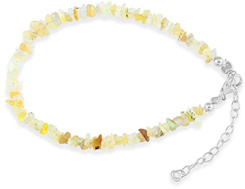 Armband aus natürlichem äthiopischem Welo Feueropal, 3–5 mm, ungeschnittene Form, 925er Sterlingsilber, Opal-Armband, natürliche Opal-Edelsteinperlen, Opal-Schmuck für sie, 22 cm, Stein, Opal