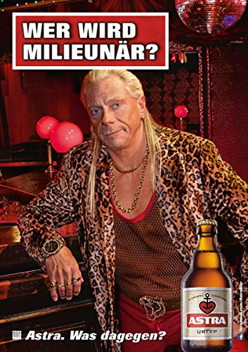 ASTRA Bier Werbung/Reklame Plakat DIN A1 59,4 x 84,1cm Wer Wird Millieunär, kultiges Poster aus St. Pauli
