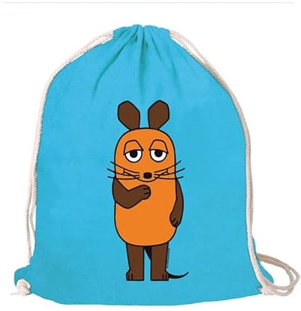 Logoshirt® Die Sendung mit der Maus I Maus I Stoffbeutel I bedruckt I blau I AZO-free I stabiler Kordelzug I Lizenziertes Design