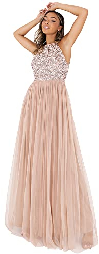 Maya Deluxe Damen Rl004 Mm Bridesmaid Dress, Taupe Blush, 36 EU